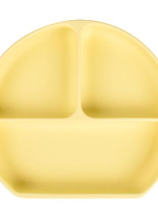 Тарелка силиконовая секционная на присоске желтая