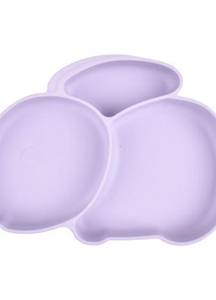 Тарелка силиконовая секционная на присоске зайчик фиолетовая