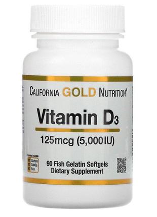 California gold nutrition, вітамін d3, 125 мкг (5000 мЕ), 90 шт.