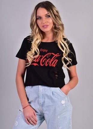 Топ с принтом coca cola / укороченная футболка кока кола