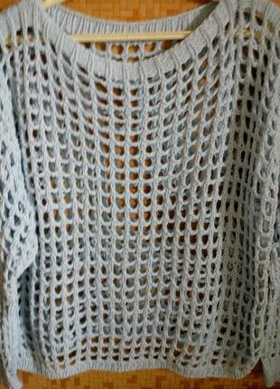 Вязаный пуловер с сетчатым узором ручная работа