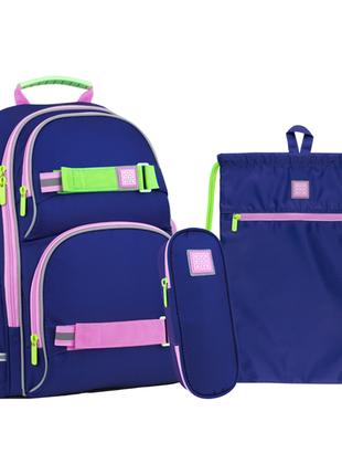Набор рюкзак + пенал + сумка для обуви светло-синий WK22-702M-1