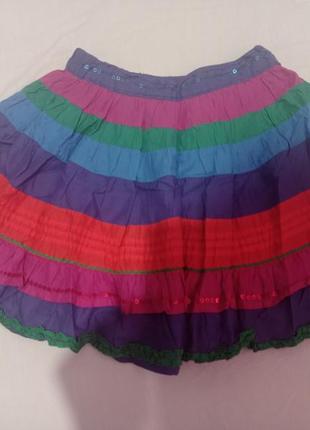 Хлопковая натуральная пышная разноцветная юбка хлопок с пайетками