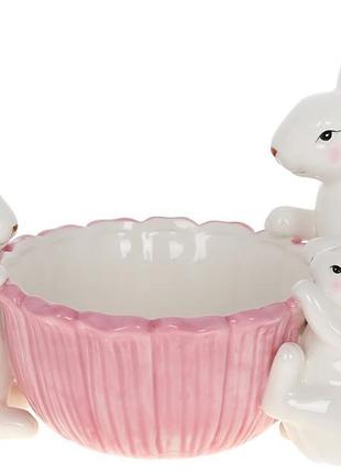 * Пиала керамическая "Милые Кролики" Ø27см, розовый,