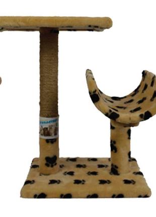 Когтеточка для кішок Пухнастик з полкою та полу тунелем, 50 см
