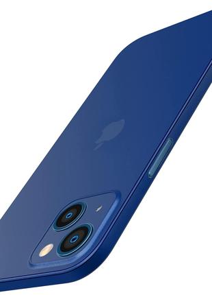 Ультратонкий чехол для iPhone 13 Синий матовый пластик