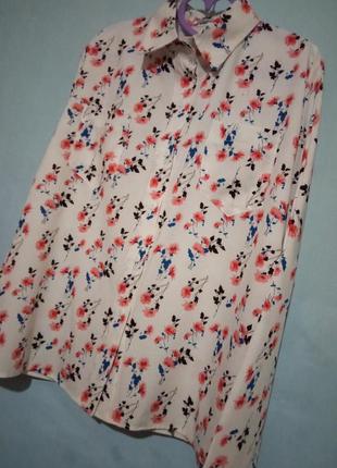 Блузка жіноча сорочка квітковий принтна софт S/L