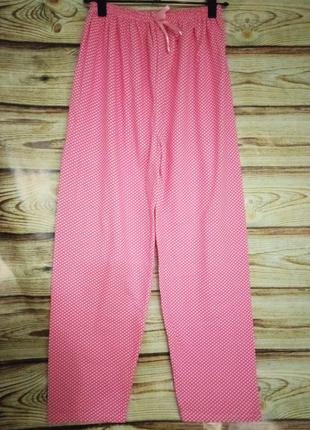 Теплые женские штаны пижамно-домашние хлопок на байке  розовый 46