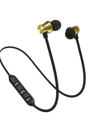 Наушники Bluetooth Gold Sport на магните Золотистый. Вакуумные...