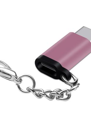 Адаптер переходник Micro USB - Type-C AS3216 Розовый