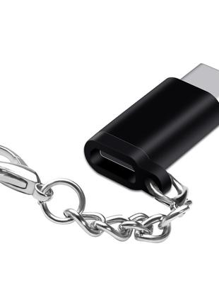 Адаптер переходник Micro USB - Type-C AS3216 Черный