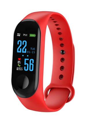 Фитнес-браслет Smart Bracelet Mi Band M3. USB зарядка. Красный