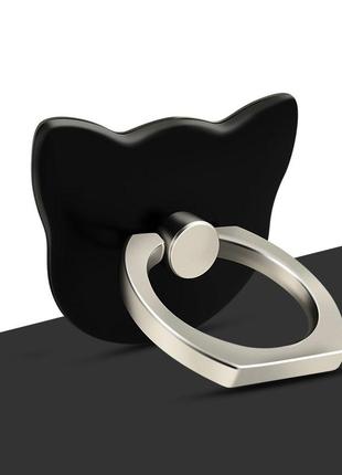 Кольцо-держатель и подставка для телефона Plastic Cat Ring Черный