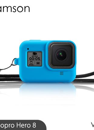 Силиконовый чехол с ремешком для GoPro Hero 8 Black Синий