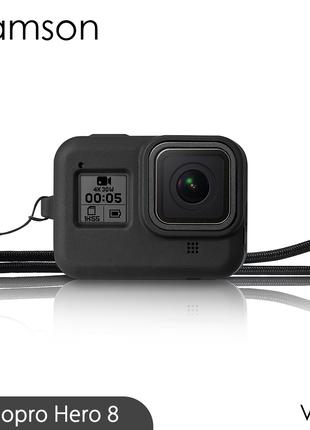 Силиконовый чехол с ремешком для GoPro Hero 8 Black Черный