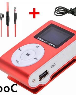 Мини MP3 Плеер Клипса с Экраном + Наушники PO82-R