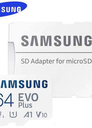 Карта памяти Samsung EVO Plus 64 Гб microSD и SD адаптер (SG-6...