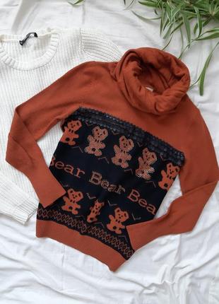 Теракотовий светр з хомутом
