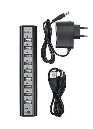 Разветлитель USB HUB 10 PORTS 220V, USB-хаб c блоком питания, ...