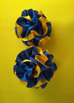 Бантики жовто блакитні на волосся до українського костюма
