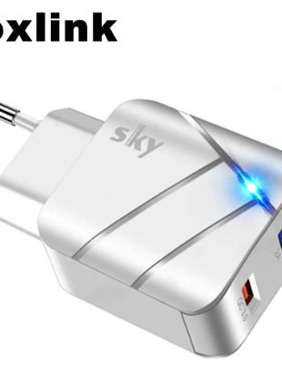 Сетевое зарядное устройство для быстрой зарядки 2 port USB QC3...