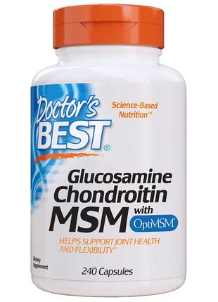 Глюкозамин & Хондроитин & МСМ, OptiMSM, Doctor´s Best, 240 капсул