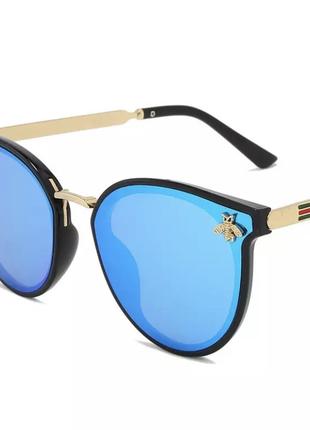 Солнцезащитные зеркальные синие очки унисекс
