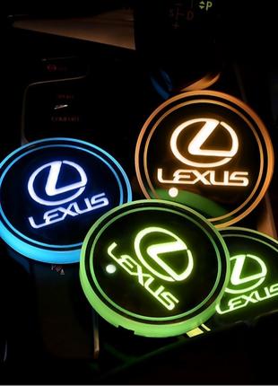 Подсветка подстаканника с логотипом автомобиля LEXUS
