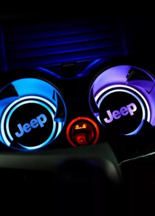 Подсветка подстаканника с логотипом автомобиля JEEP