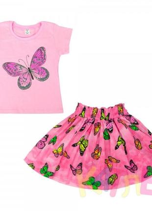 Костюм для дівчинки метелик на 3-5 років. (футболка та юбка) к...