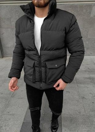 ❄️зимняя куртка pockets black черная ❄️