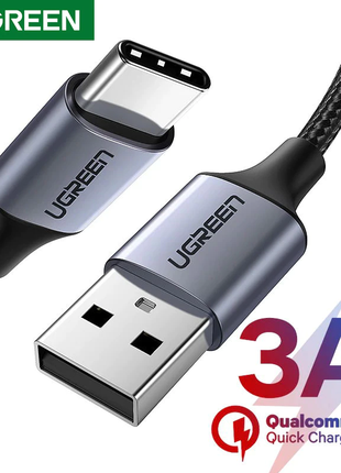 Ugreen Nylon USB Type C кабель быстрой зарядки Реальные 5V/3A 0.5