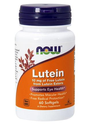 Натуральна добавка NOW Lutein 10 mg, 60 капсул