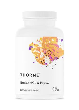 Натуральна добавка Thorne Betaine HCL & Pepsin, 225 капсул