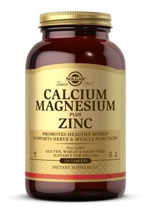 Вітаміни та мінерали Solgar Calcium Magnesium Plus Zinc, 250 т...