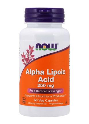 Натуральная добавка NOW Alpha Lipoic Acid 250 mg, 60 вегакапсул