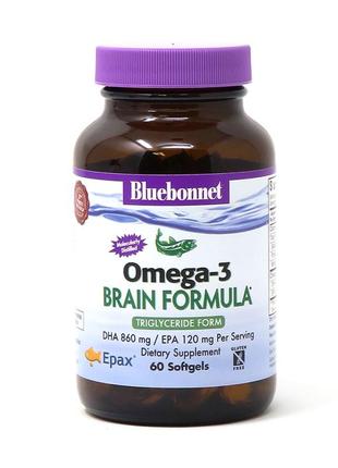Жирные кислоты Bluebonnet Omega 3 Brain Formula, 60 капсул