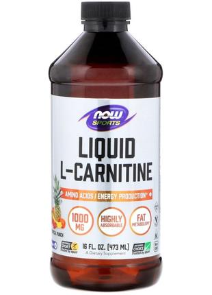 Жироспалювач NOW L-Carnitine Liquid 1000 mg, 473 мл Фруктовий ...