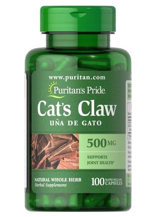 Натуральная добавка Puritan's Pride Cat's Claw 500 mg, 100 капсул