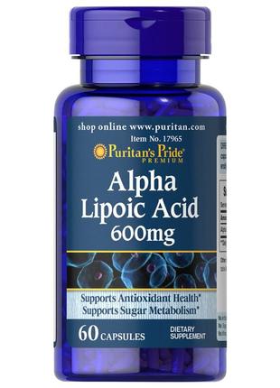 Натуральная добавка Puritan's Pride Alpha Lipoic Acid 600 mg, ...