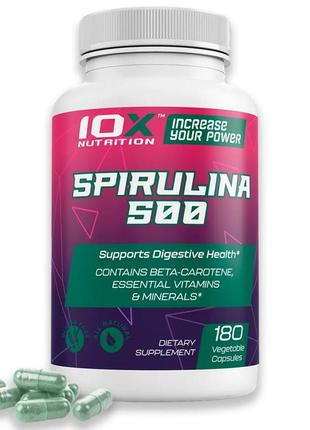 Натуральная добавка 10XNutrition Spirulina 500, 180 вегакапсул