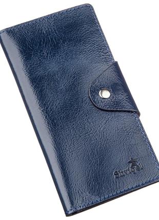 Бумажник унісекс зі шкіри алькор на кнопках SHVIGEL 16170 Синій