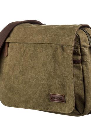 Текстильная сумка для ноутбука через плечо Vintage 20187 Оливк...