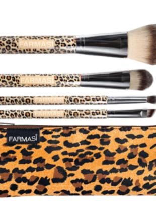Набор кистей для макияжа с косметичкой "Леопард" Farmasi Фармаси