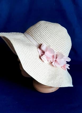 Летняя шляпа слауч h&m швеция соломка с блеском на 4-6 лет