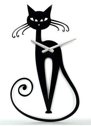 Настенные Часы металл черный кот Elegant A-001 56х33
