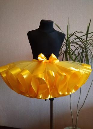 Спідничка пишна жовта осінь фатінова юбка пачка