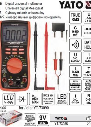 Мультиметр для вимірювання електричних параметрів YATO з LCD-д...