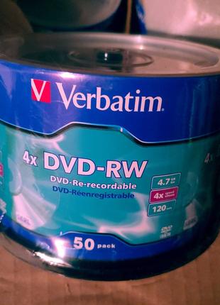 Диски DVD-RW Verbatim 4.7Gb 4X Cake Box 50шт.