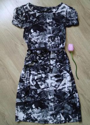 Летнее платье черно-белое с принтом george/коротка сукня-футля...